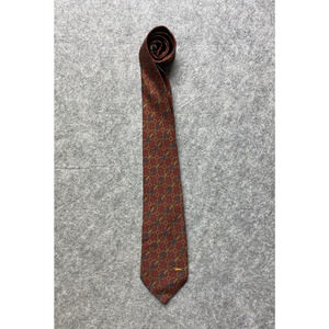 Longchamp Paris Horse Print Tie Mens Burgundy Silk Italy Chain Pattern Horse